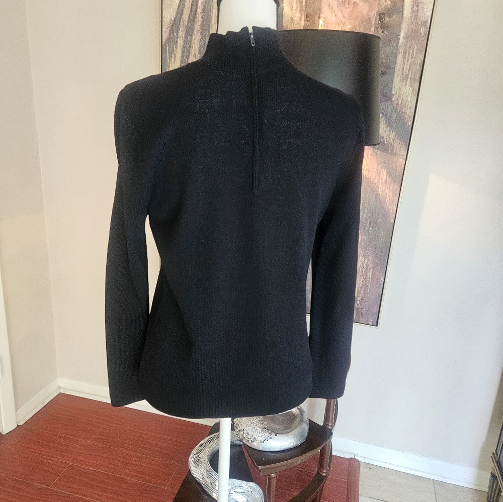 St. John Black Cowl Neck Sweater - Picture 4 of 6